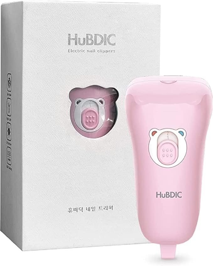 HubiBaby Baby Nail Trimmer Electric, Nail File Baby Nail Clippers, Safe 2 Speed Trimmer with Skin Guard, Rechargeable and Portable, Safe for Newborn, Infant, Toddler, and Adults (Pink)