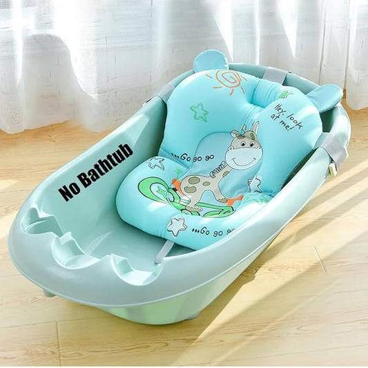 Baby Bath Cushion Cartoon Newborn Bathtub Mat Non-Slip Baby Bath Pad Quick Dry Baby Bathtub Pillow Seat Mat Floating Baby Bath Seat Cushion Adjustable Baby Bath Support Cushion for Baby 0-12 Months