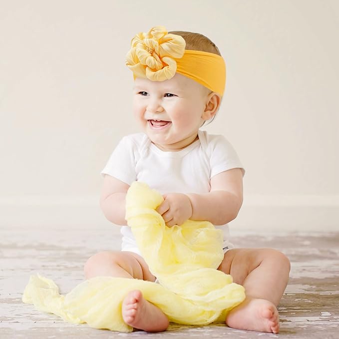 Soft Nylon Headband for Baby Girls | Big Flower Hair Bow | No-Slip Infant Headband for Photography, Baptism & Newborn Photos Purple