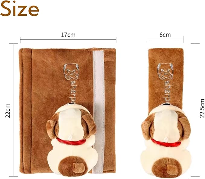 2 PCS Seat Belt Cover Pad, Cute Kawaii Animal Dog Seatbelt Covers for Kids and Adults, Winter Plush Fluffy Soft Seat Belt Cover, Cartoon Seatbelt Cushion,Car Seat Strap Pads (E-Dog)