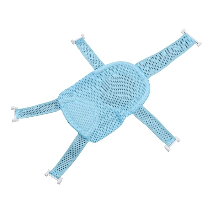 Infant Bath Seat with Non-Slip Breathable Mesh Support, Soft Headrest, Blue, for Babies 0-18 Months