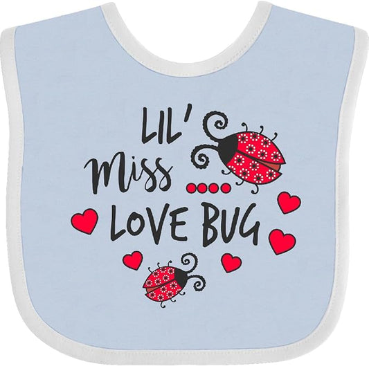 inktastic Lil Miss Love Bug with Lady Bug and Hearts Baby Bib