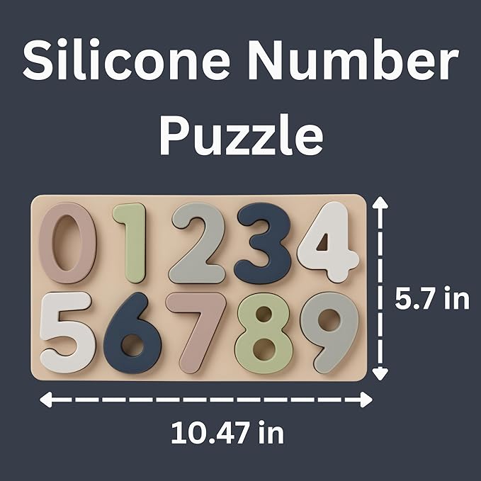 Ali+Oli Baby Soft Silicone Number Puzzle Toys for Toddlers (11 Piece Set) - Montessori Learning Puzzle - Silicone Number Shape Sorter Toy