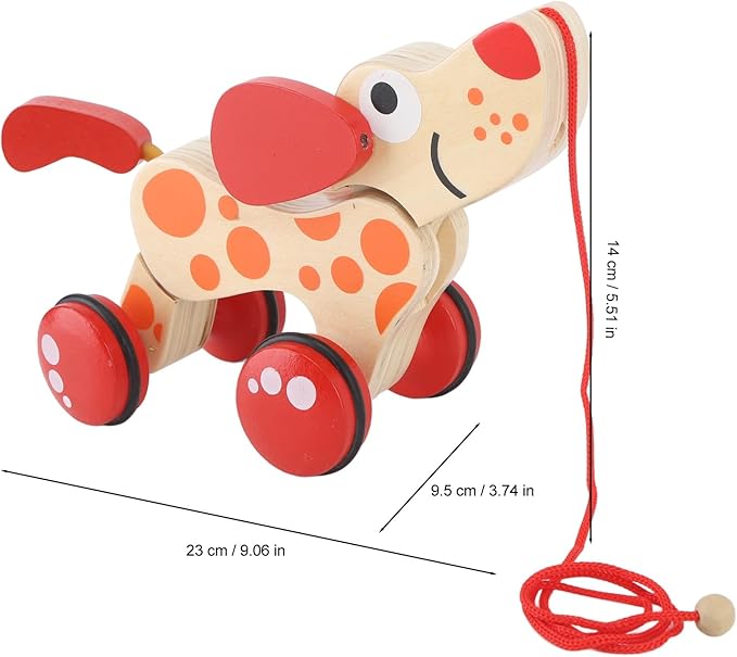 Push Pull Toy Puppy, Wooden Puppy Walk Along Toy Pine Push Pull for Toddlers Sturdy Balance, Wooden Hound Dog Walk A Long Puppy Wooden Pull Toy for Walking Toddlers (Type 1)