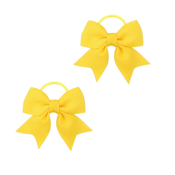A set of two Cute Bow-shaped Elastic Hair Clips for Children. (yellow)