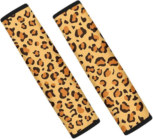Showudesigns Leopard Seatbelt Strap Cover for Women/Cheetah Seat Belt Covers for Cars Handbag Carmera Backpack Straps Shoulder Pad Cushion - Soft Comfort 2 Pack