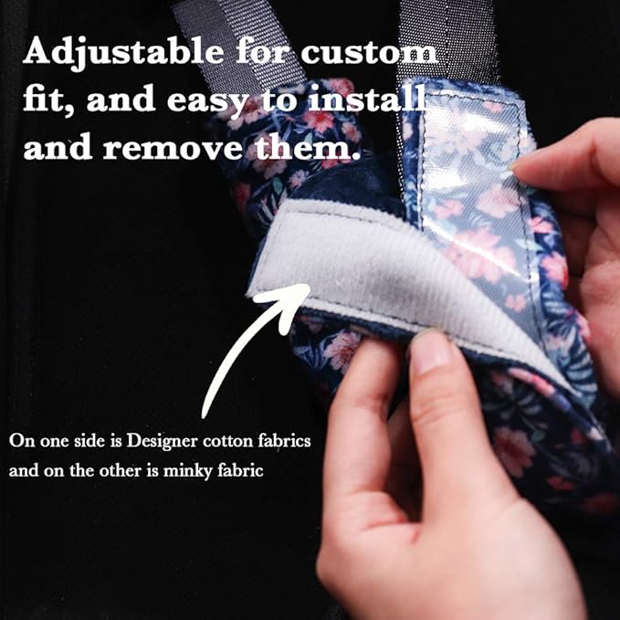 Baby Car Seat Belt Covers, Floral Stroller Seat Strap Covers, Car Seat Straps Shoulder Pads for Girls Boys, Minky Seat Belt Protectors for Car Seats/Pushchair, for Kids Newborn Infants Toddlers