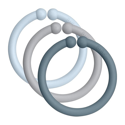 BIBS Loops 12-Pack, BPA Free, Made in Denmark, OneSize (0-36 Months), Cloud/Baby Blue/Petrol