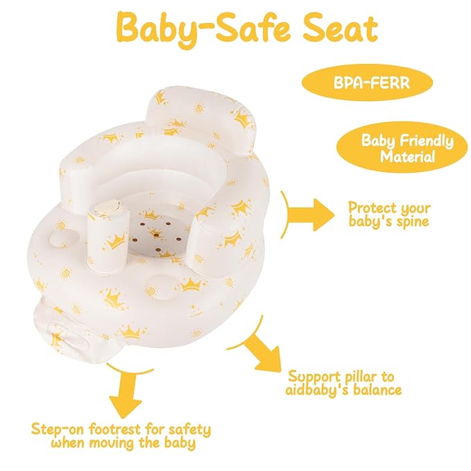 TDTOK Inflatable Baby Seat for Baby 3 Months Up, Portable Sit Me Up Floor Seat with Built in Air Pump Chair with Back Support