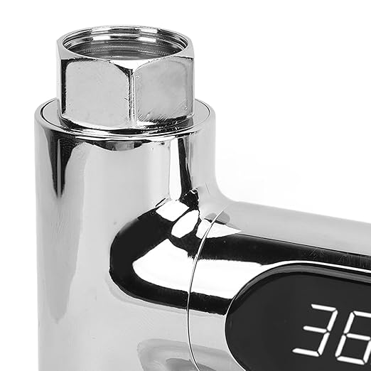 Digital LED Shower Thermometer for Accurate Temperature Control in Bathroom, No Batteries Required for Family with Babies Aluminum Shower Thermometer Home Kitchen, 360° Rotating LED Display