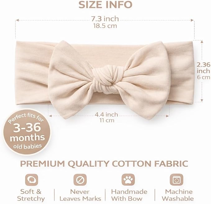 Baby Girl Headbands-Infant,Toddler Cotton Handmade Hairbands with Bows Child Hair Accessories