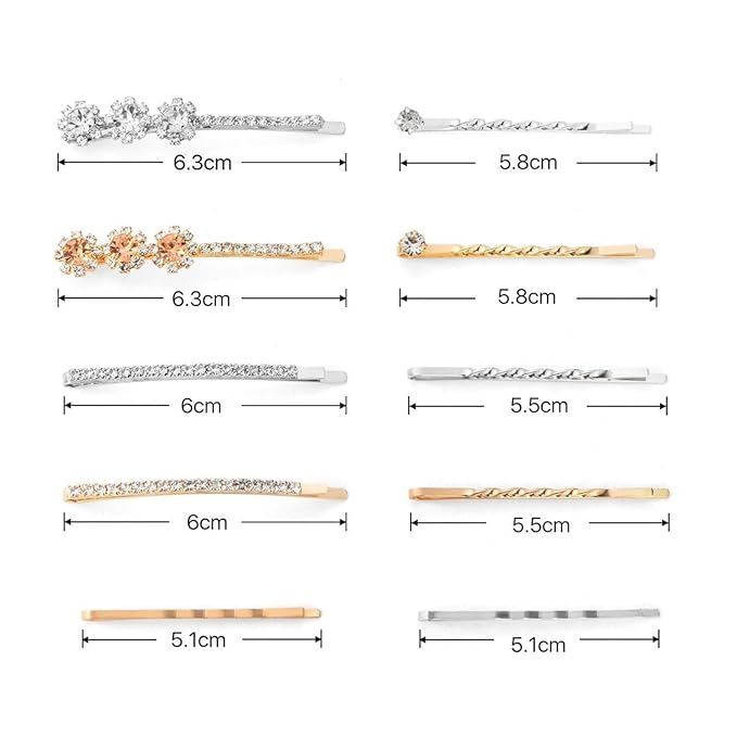 20 PCS Decorative Bobby Pins for Women's Hair, Rhinestone Bobby Pins with 5 Elegant Designs (Glod & Silver), Jeweled Hair Pins Decorative Hair Accessories for Women