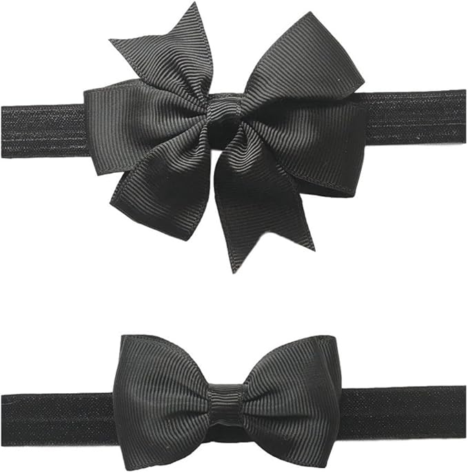 2pc/Set Baby Girls Grosgrain Ribbon Hairband Set Ribbon Bows Hair Tie Headband JB10