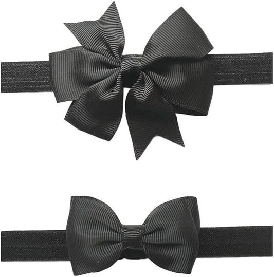 2pc/Set Baby Girls Grosgrain Ribbon Hairband Set Ribbon Bows Hair Tie Headband JB10