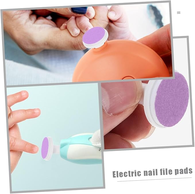 Baby Electric Nail File Replacement Pads 24 Pcs Nail Grinding Heads for Infant Toddler Electric Trimmer Sandpaper Pads Safe Gentle Use