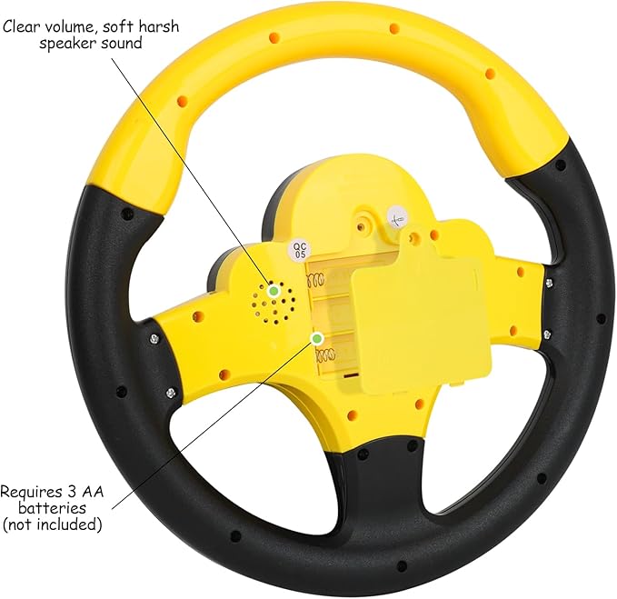 Toy Steering Wheel for Kids with Light and Music,Simulated Driving Toys Gift for Toddlers 3+ (Yellow)