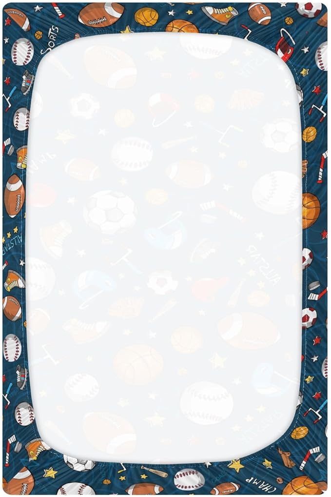 Baby Crib Sheet Sport Crib Mattress for Boys and Girls Playard Sheet Soft Breathable Fitted Baby Mattress Cover 52x28in