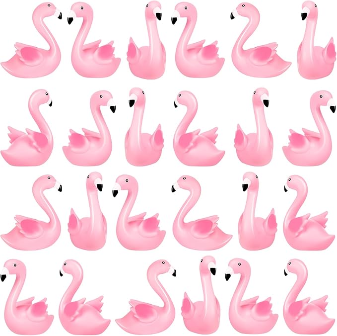 24PCS Flamingo Bath Toys, Pink Flamingo Rubber Duckies, for Kids Small Flamingo Rubber Duck Cake Decorations, Classroom Prizes