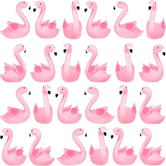 24PCS Flamingo Bath Toys, Pink Flamingo Rubber Duckies, for Kids Small Flamingo Rubber Duck Cake Decorations, Classroom Prizes
