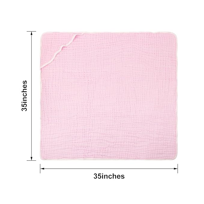 babygoal Baby Bath Towels 2 Pack, 100% Muslin Cotton Hooded Towel for Newborn,Toddler,Infant, Absorbent & Hypoallergenic Baby Gift for Boys Girls 35"x35" T0102
