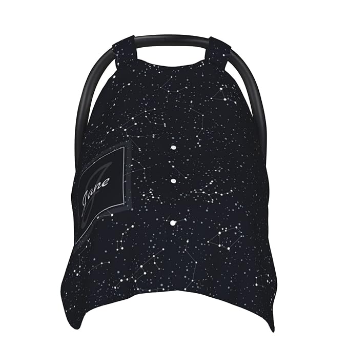 Personalized Constellation Baby Car Seat Canopy for Babies with Name, Custom Car Seat Covers for Boys Girls, Peekaboo Opening Minky Nursing Breastfeeding Cover Infant Stroller Canopies for Newborn