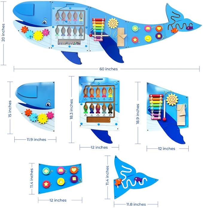 Molcey Sensory Wall Panel for Kids, Includes Removable Theme Stickers, Large Busy Board Wall Mounted Activity Board for Toddlers 1-3, Montessori Wall Toys Interactive Play Panel for Babies Ages 3-5
