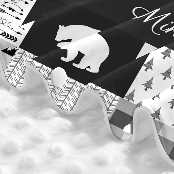 Personalized Woodland Theme Baby Car Seat Canopy for Babies with Name, Custom Bear Baby Car Seat Covers for Boys Girls, Opening Minky Nursing Breastfeeding Cover Infant Carseat Canopies for Newborn