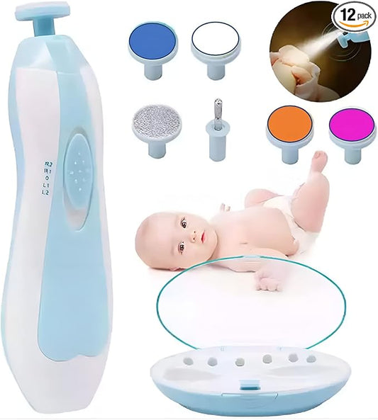 Drarif Baby Nail Trimmer Electric 14 in 1 Manicure Set with four Extras Safe Baby Nail File Kit Portable Quite with LED light. Electric Nail File Baby Finger or Toe Nails, for Baby as well as Mothers.