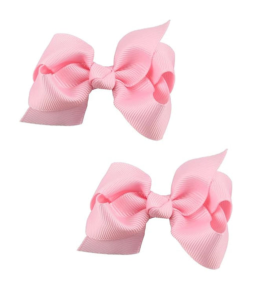 Baby Girl's 2Pcs Cute 3 Inch Pure Color Bow-knot Hair Clip for Photography Travel Daily Life (Pink)