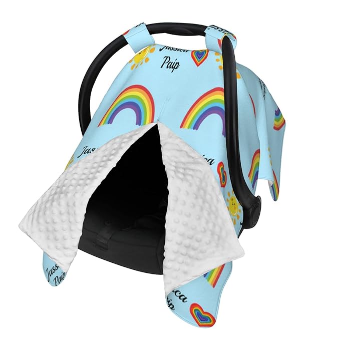 Personalized Baby Name Car Seat Covers for Girls,Nursing Custom Carseat Canopy for Babies Boy Winter Breastfeeding Cover Car Seat Canopies for Newborn Infant Toddler