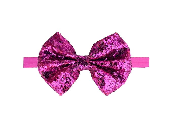 Baby Girl's Lovely Sequins Bowknot Headband Toddler Hairband for Photography Travel Party Festivals (Fuchsia, One Size)
