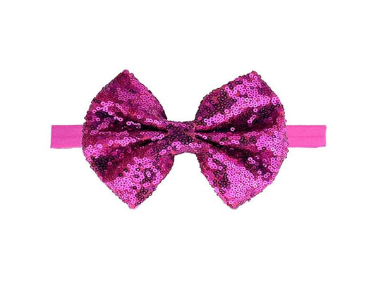 Baby Girl's Lovely Sequins Bowknot Headband Toddler Hairband for Photography Travel Party Festivals (Fuchsia, One Size)