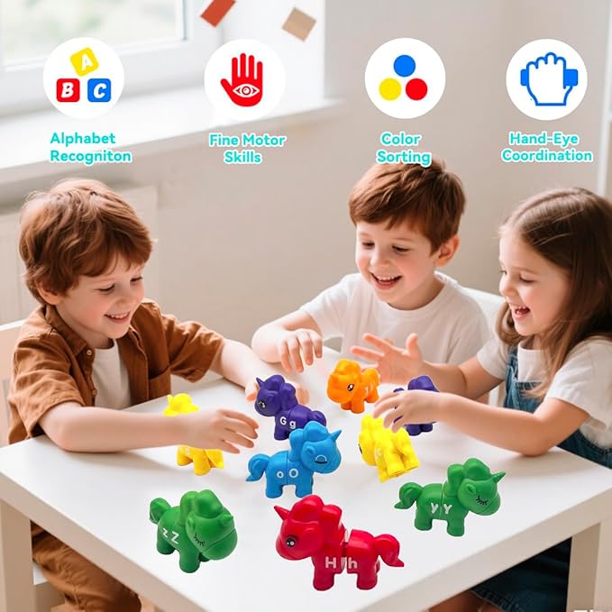 Alphabet Learning Toys, Unicorn Color Matching Letter Game for Toddlers,Montessori Fine Motor Skills Preschool Learning Toys for 2 3 4 Years Old (13Pcs Unicorn)