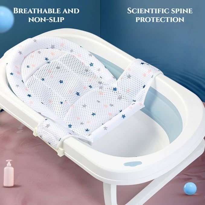 Baby Bath Mat Newborn Adjustable Bath Net Foldable Bath Protector