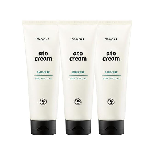 mongdies Baby Ato Cream | 200 Hr Long Lasting Hydration | Patented Ceracine™ & 6 Layer Ceramide Barrier Care | Intensive Moisturizer for Dry&Sensitive Skin | Dermatologist Tested | 8.11 fl oz | 3 Pack