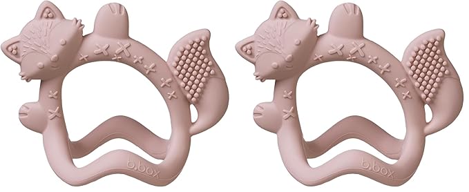 b.Box + Lansinoh Wrist Baby Teether 3m+ | Food-Grade Silicone Teething Toy for Infants | Bracelet-Design for Fewer Drops, Encourages Sensory Exploration, BPA-Free, Dishwasher Safe | Blush (Pack of 2)