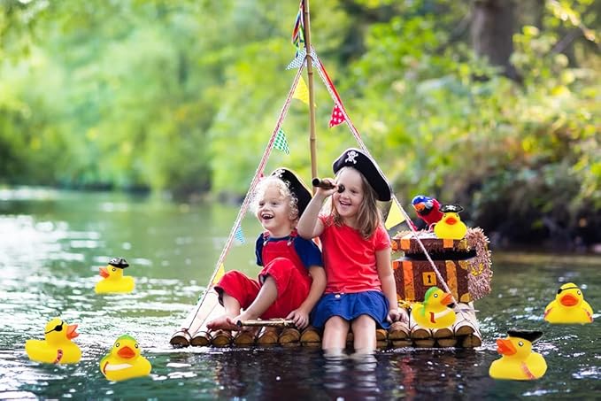 The Dreidel Company Halloween Pirate Rubber Duck Toy Duckies for Kids, Bath Birthday Projects Gifts Baby Showers Classroom Summer Beach and Pool Activity Party Favors, 2" (12-Pack)