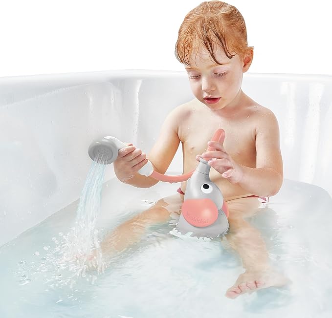 Yookidoo Baby Bath Shower Head - Elephant Bath Toy and Trunk Spout Rinser - for Newborn Babies in Tub Or Sink (Pink)