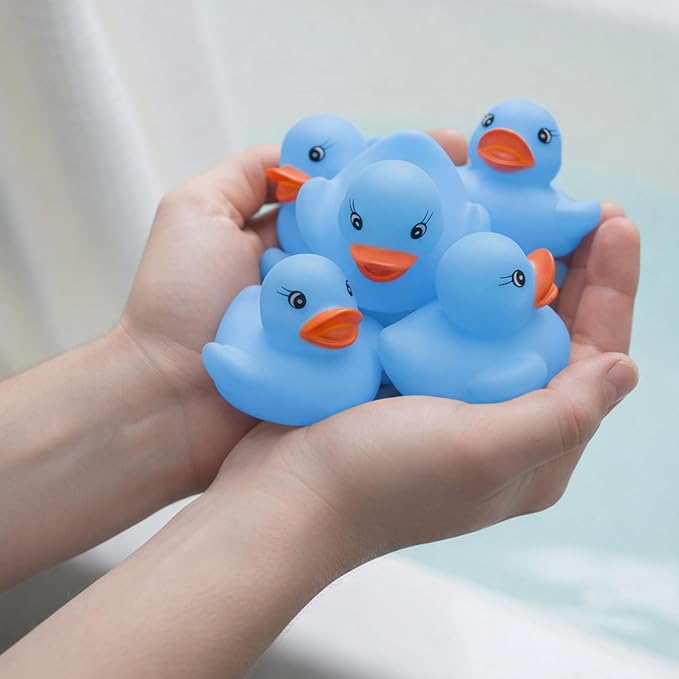 36 Pieces Classic Rubber Duck Bath Toys - No Holes BPA Free Floating Duckies for Boys Baby Shower, Party Favors, Kids Gifts (Blue)