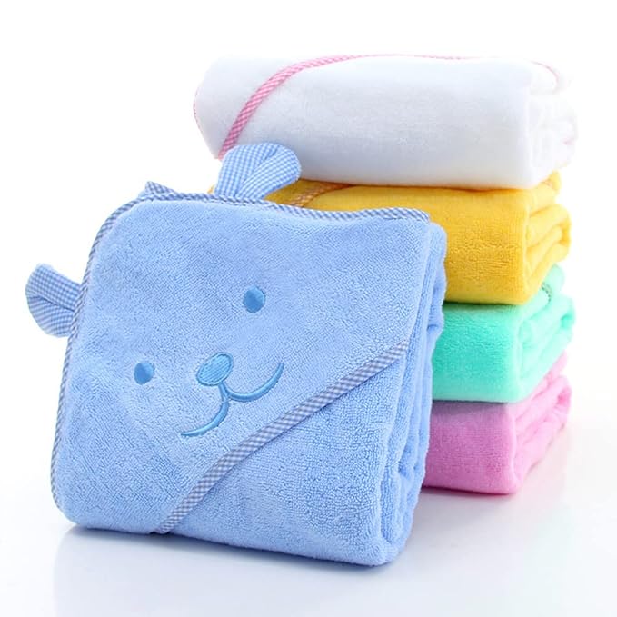 Baby Hooded Toddler Towel with Bear Ear- Soft and Thick 100% Cotton Bath Set for Kids Girls Boys Infant and Toddler, Good Choice (Blue)