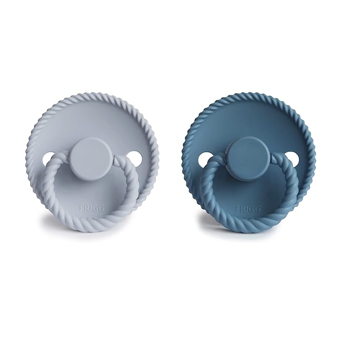 Frigg Rope SilkySoft Silicone Baby Pacifier | Made in Denmark | BPA-Free (Ocean View/Powder Blue, 0-6 Months)