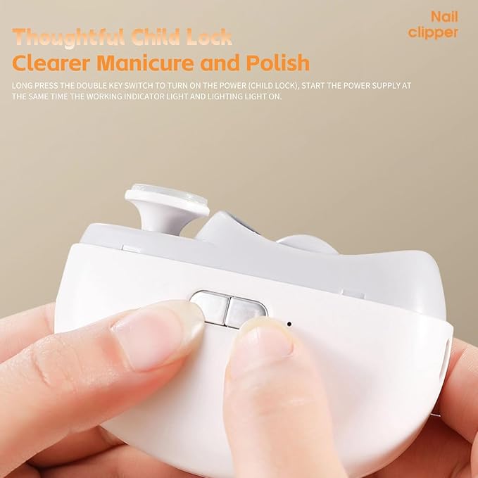 Electric Baby Nail Clippers, 3 in 1 Fingernail Trimmer, Polisher & Clip Storage with Led, Extra Nail File, USB Rechargeable & 2 Speeds Nail Trimmer for Baby, Kids, Adult, Seniors