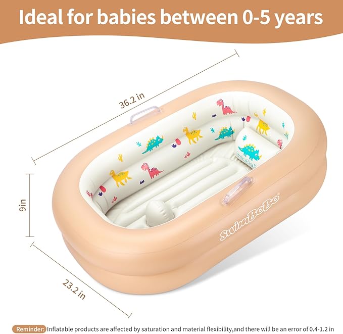 Inflatable Baby Bathtub Portable Mini Air Swimming Pool Kid Infant Toddler Travel Bath Tub Foldable Shower Pool Bath (Brown)