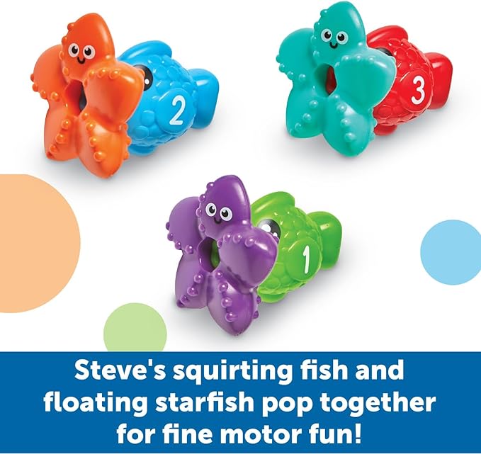 Learning Resources Steve the Scoop & Splash Shark, 7 Pieces, Ages 18 Months+, Toddler Bathtub Toys, Pool Activities for Boys and Girls, Water Games