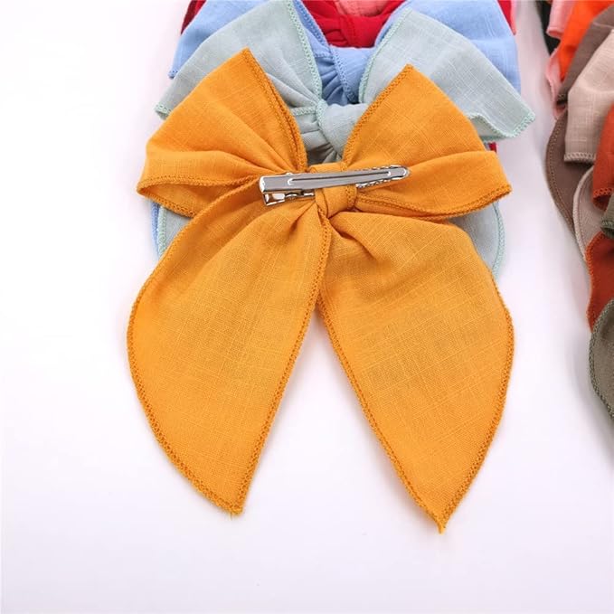 Sugarmelon Pack of 24 Large Linen Hair Clips for Girls Women - 24 PCS Hair Accessories for All Ages (Linen, One Size Fits All, Handmade, Various Occasions, Hair Clip, Hair Securing, Decorative)