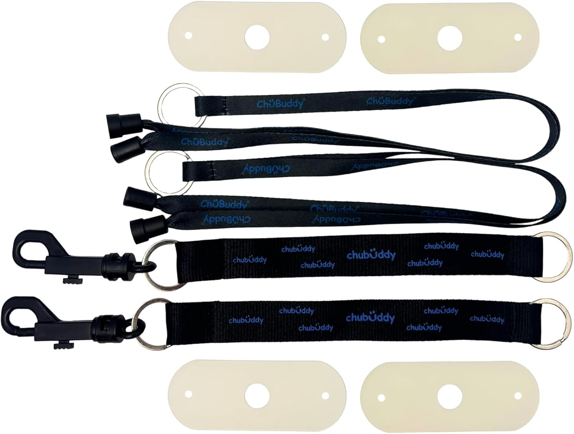 ChuBuddy Chewy Holder 4 Pack: Two Black Clip-On Tether Bracelets & Two Black Neck Lanyards for Autism, ADHD, Oral Sensory Needs, Special Needs, or Anxiety – Ages 3+
