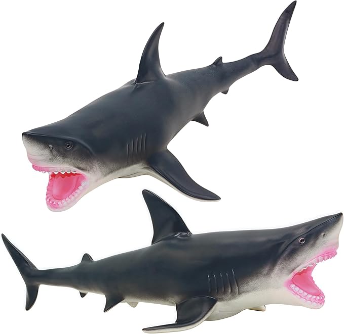 Gemini&Genius Sea Animal Great White Shark Action Figure Soft Rubber Swimming Pool Bathtub Toys, Realistic 18'' Length Ocean Animal Swordfish Educational and Role Play Toy for Kids