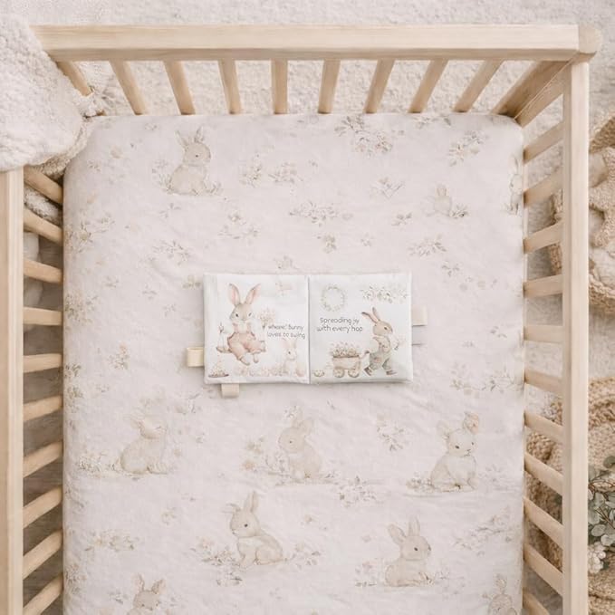 Easter Baby Sensory Book – Crinkle Bunny Cloth Book with Taggies for Infants 0-12 Months – Peek-a-Boo Egg Hunt Toy with Textures – Soft Springtime Gift 6x6 in (Easter)