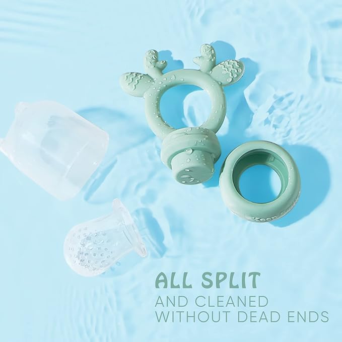 Baby Solids/Frozen Fruit Feeder Pacifier, Infant Teether Toy 4M+, BPA-Free Silicone Pouch & Nipple, Safely Introduce Solids, Teething Relief, 2-Pack