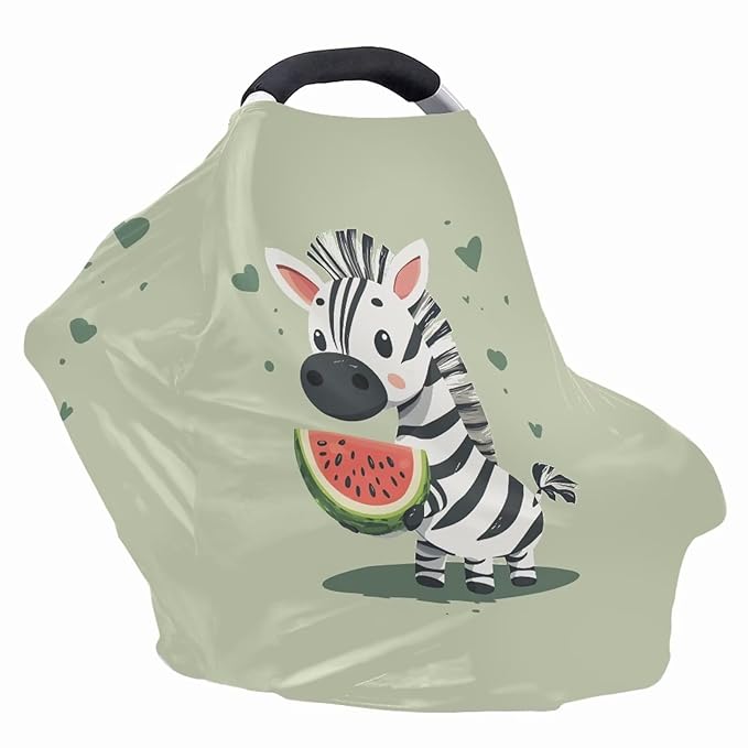 Biyejit Zebra Watermelon Multi-Use Cover: Car Seat Covers, Nursing Cover, and Stroller Cover for Sun - Stretchy Fabric, All-Season Use, Stylish Designs, Easy Access for Moms